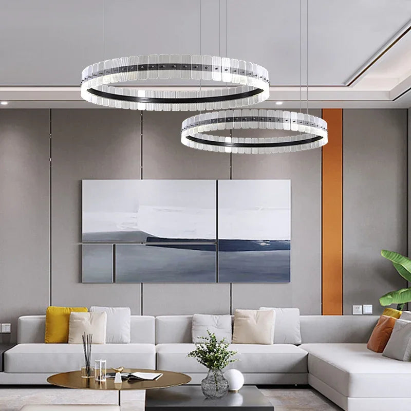 Italy Chandelier Acrylic Luxury Pendant Lamp LED Hanging Light  Living Dining Room Bedroom - vue 3 sur 14