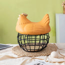 Ceramic Egg Storage Basket, Living Room, Fruit, Garlic, Hollow Metal Hen Shaped, Kitchen Organizer