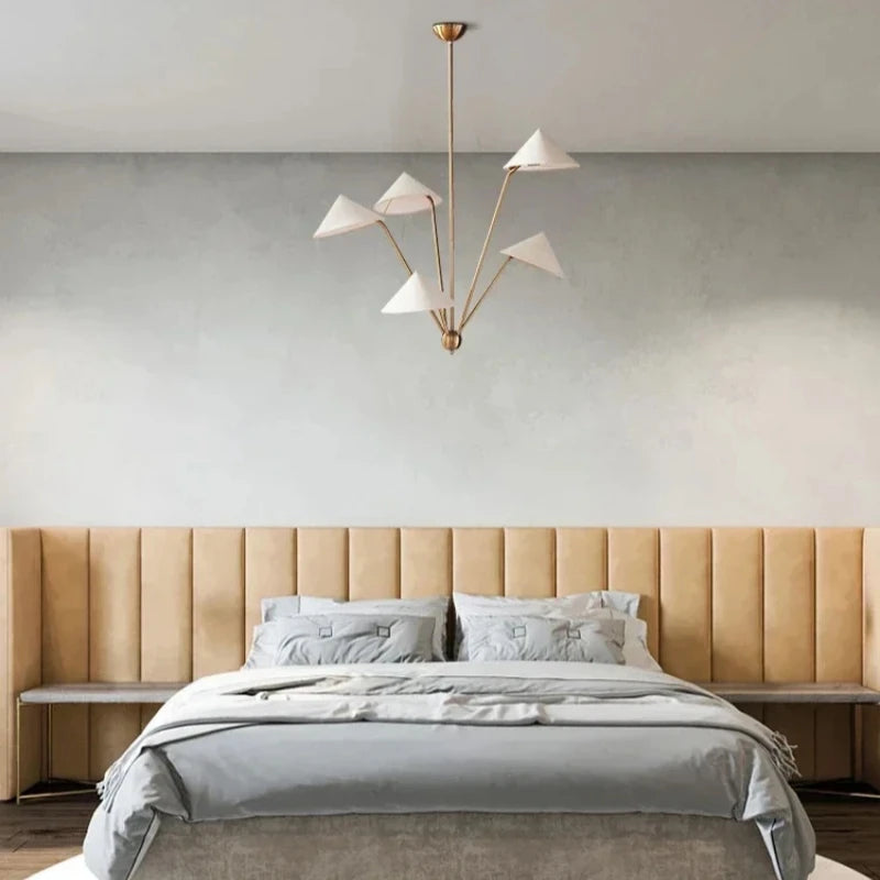 lustre moderne en tissu avec abat-jour créatif et éclairage led - vue 6 sur 7
