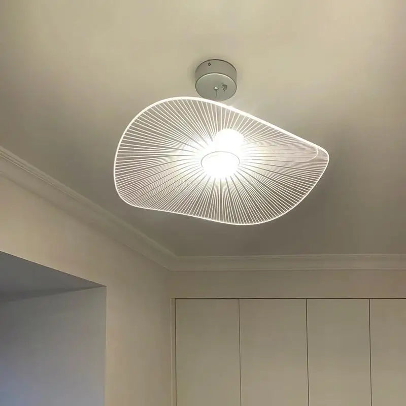 Nordic Acrylic Ceiling Chandeliers Straw Hat Hanging Light Suspension Pendant Lamps for Bedroom Living Dining Room - vue 5 sur 10