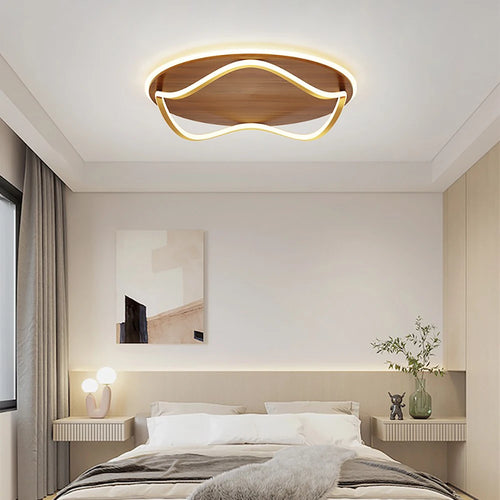 Moderne Rétro Bois Couleur Plafonnier Chambre Restaurant Cuisine Étude Pavé Décoration Lumières Balcon Led Éclairage Intérieur - vue 3 sur 12