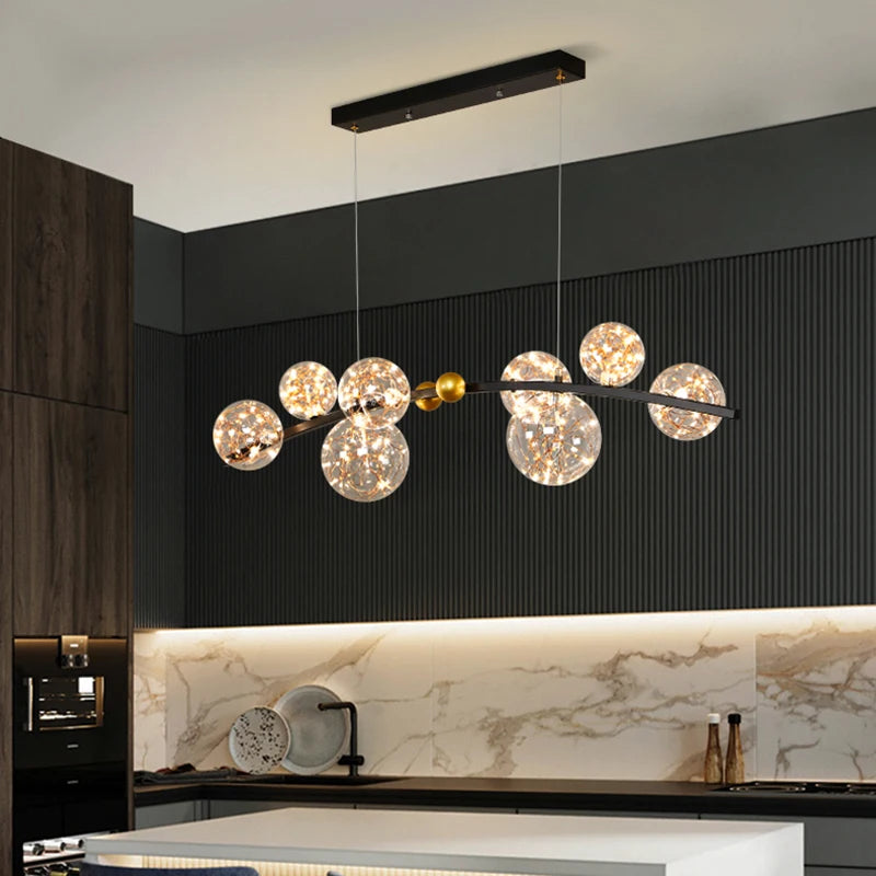 lustre led en verre design pour éclairage intérieur décoratif - vue 5 sur 6