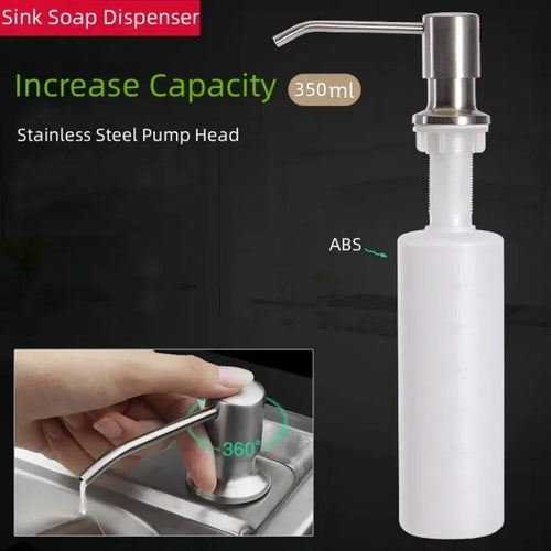 distributeur de savon liquide en acier inoxydable pour cuisine 350 ml - vue 2 sur 8