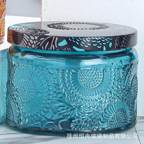 pot à bougie en relief en verre avec couvercle pour aromathérapie - vue 14 sur 13