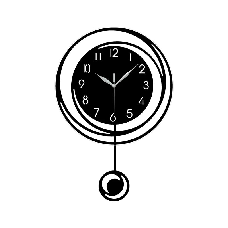 Circular hollow swinging wall clock with Arabic numeral scale clock, living room, bedroom, office, home decoration clock