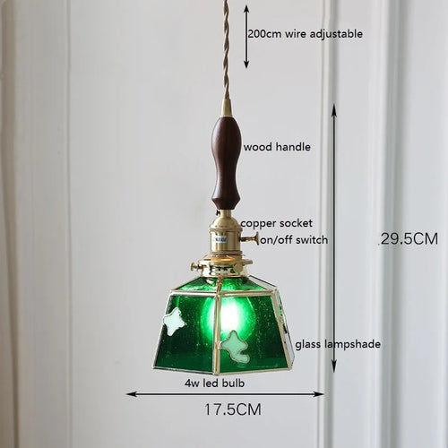 Nordic vintage handheld lamp with coloured glass and copper - vue 14 sur 29