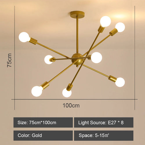 lustre moderne nordique sputnik avec éclairage led intérieur - vue 10 sur 16