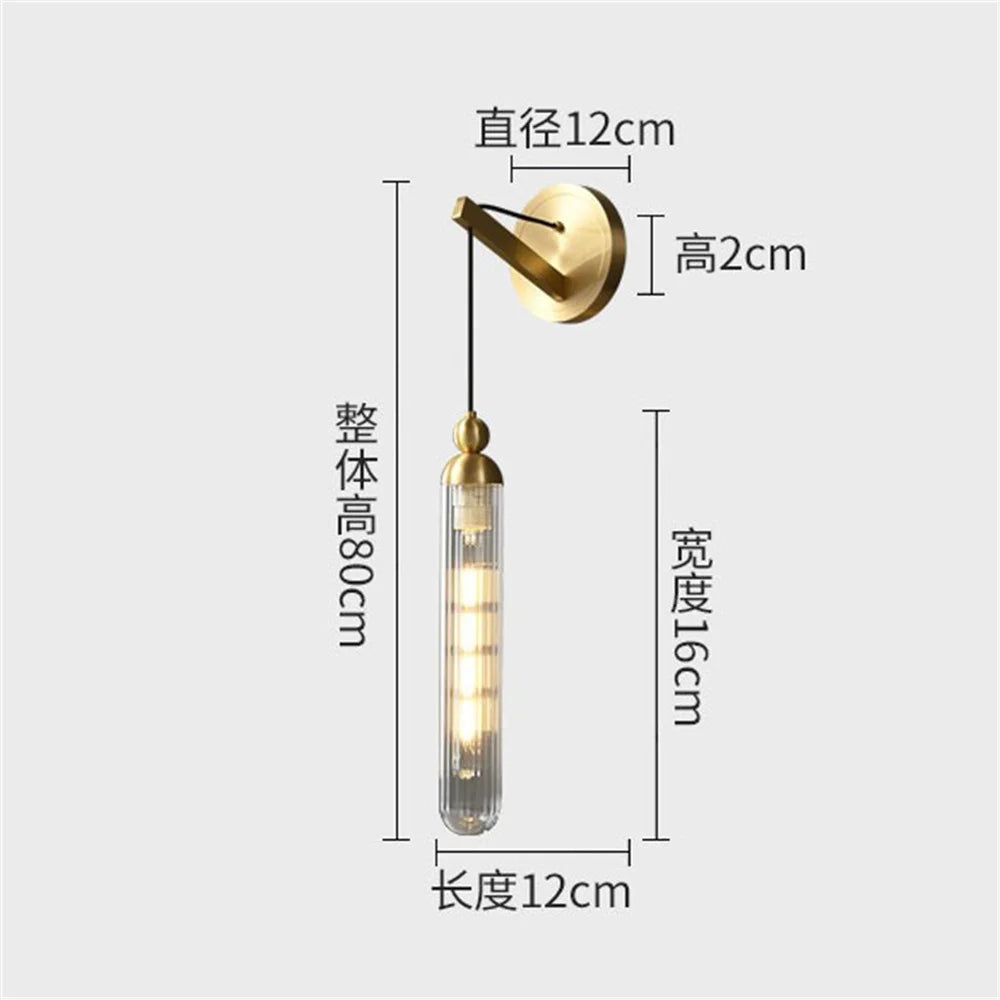 applique murale led moderne en cuivre et verre décoratif - vue 9 sur 9