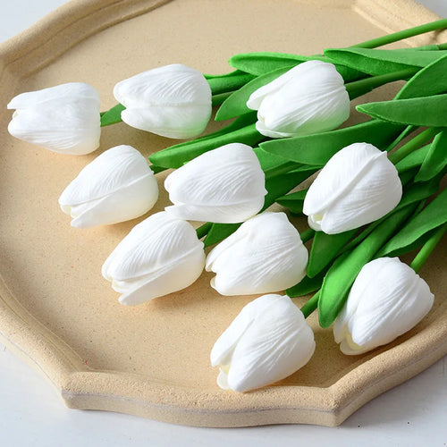 5 Bundles Vibrant Real Touch Artificial Tulips -Faux Flowers - &Home Accent - Weddings,Mother's Day,Valentine's Day - vue 6 sur 10