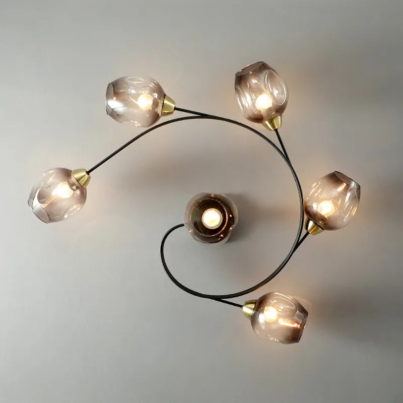 Suspension de plafond LED nordique pour salon salle à manger cuisine chambre moderne verre moléculaire suspendu lustre éclairage à la maison - vue 5 sur 12