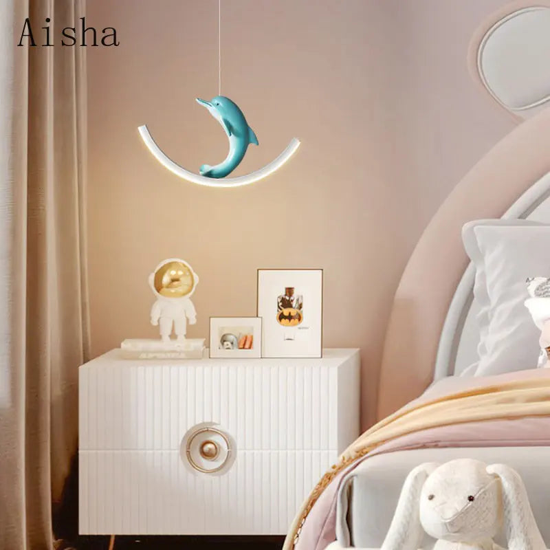 suspension lumineuse dauphin ours pour chambre enfant - vue 4 sur 9