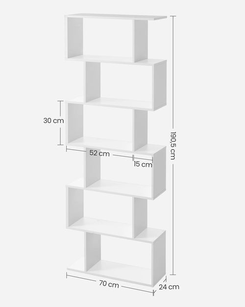 VASAGLE Bookcase, 6 Tier Shelf, Storage Unit, Divider, for Living Room, Bedroom, Office - vue 7 sur 8
