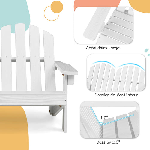 chaise adirondack pour enfants en bois résistante pour jardin et balcon