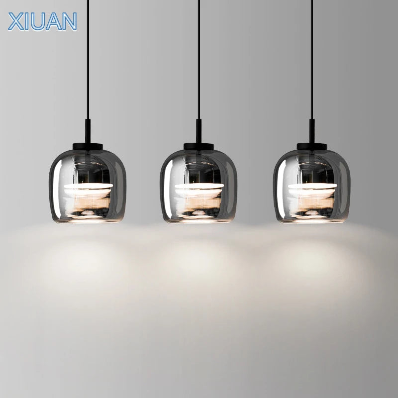 xiuan lampe de chevet à suspension en verre simple pour luminaires - vue 5 sur 8