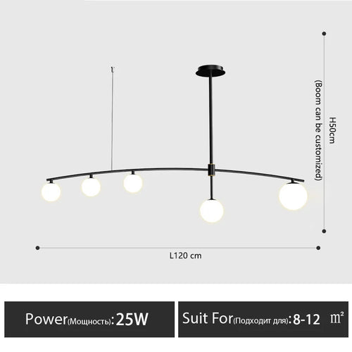 Minimalist glass chandelier in Nordic style for interior decoration - vue 12 sur 14