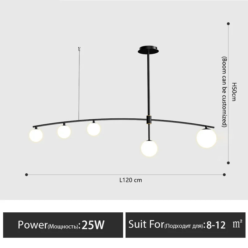 Minimalist glass chandelier in Nordic style for interior decoration - vue 12 sur 14