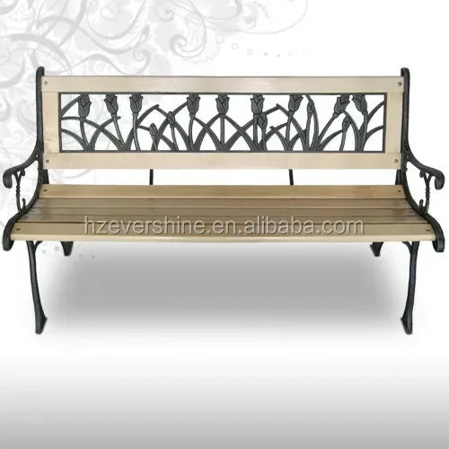 chaises de jardin en fonte et bois style antique - vue 6 sur 7