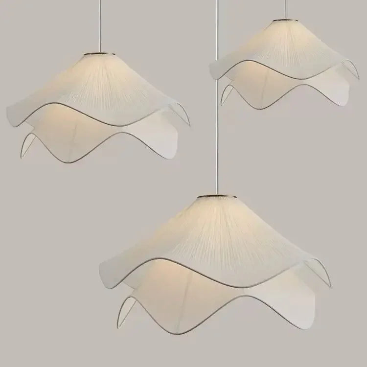 Art français tissu plissé pétale lustres nordique Ins crème Style Simple confortable salon chambre nordique décor à la maison lampes suspendues