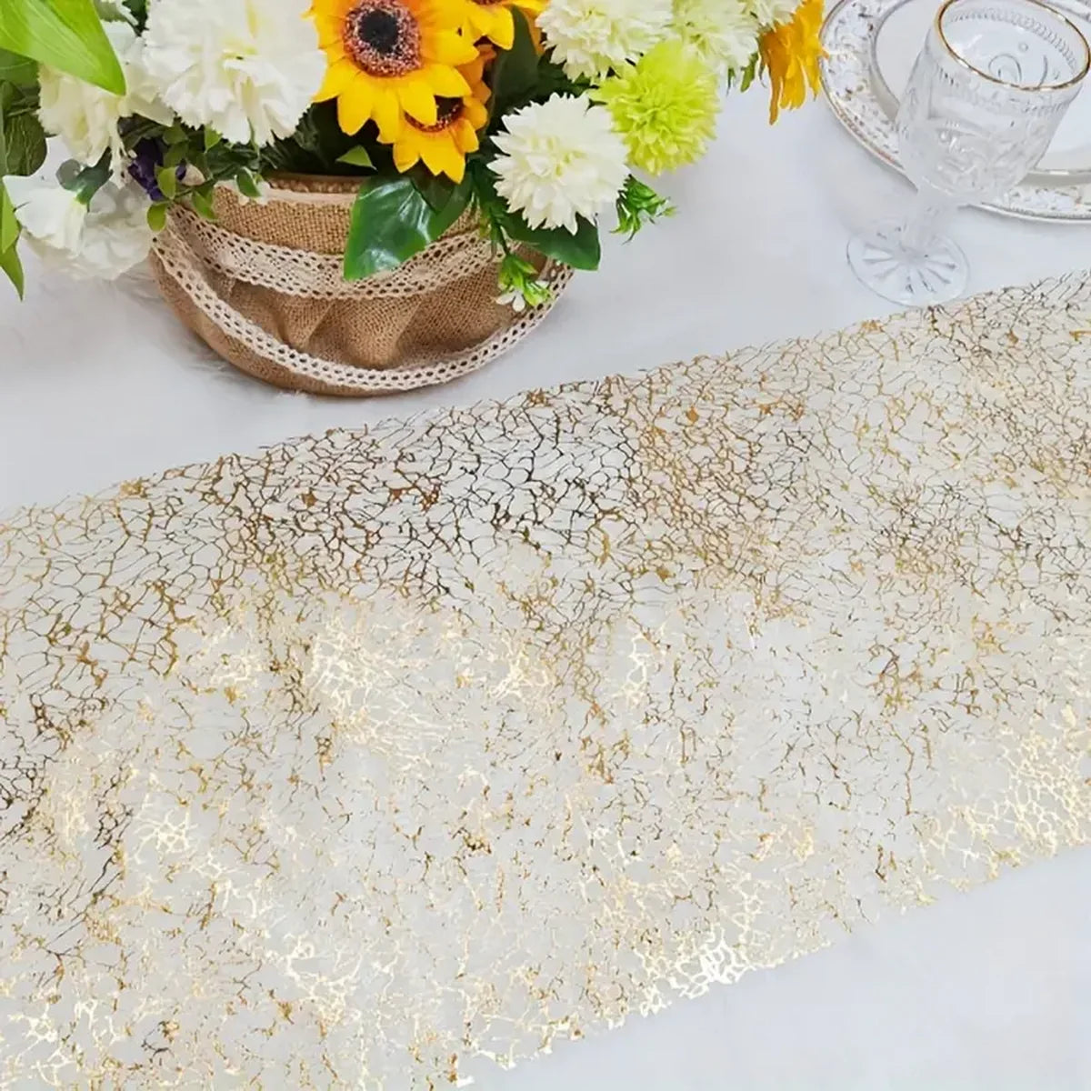 Chemin de table rose gold paillettes métallisées fête - vue 6 sur 7