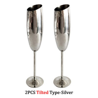 Verre champagne inox texturé style tulipe festif élégant