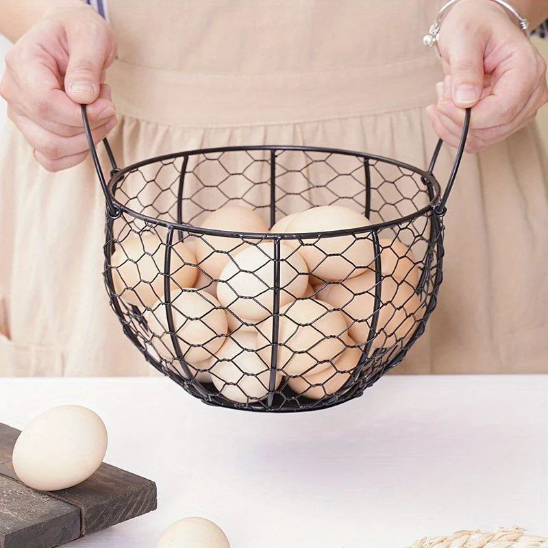 panier à œufs en métal pour rangement et décoration de cuisine - vue 6 sur 6
