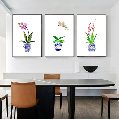 vase à fleurs aquarelle art mural nordique décoratif pour intérieur - vue 5 sur 7