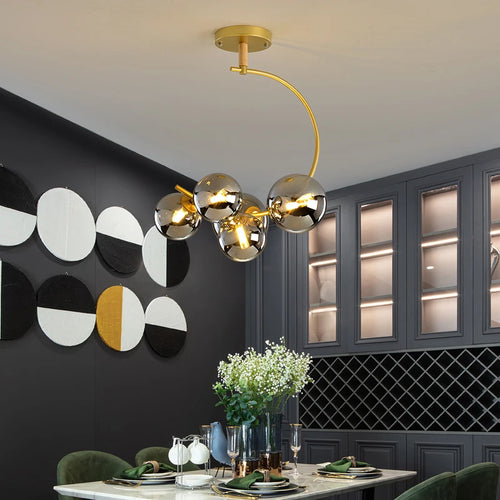 Nordic glass ceiling light with multicolour shade for indoor decor - vue 4 sur 9