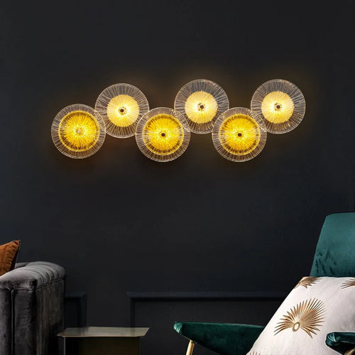 applique murale ronde moderne en cristal avec appliques led