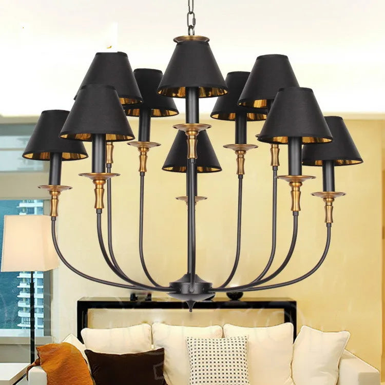 Lampe fer forgé noir rétro européen art suspension - vue 6 sur 15