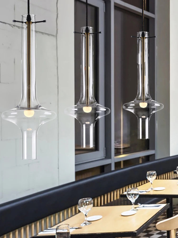 lustre en verre à joint en bambou créatif pour décoration intérieure