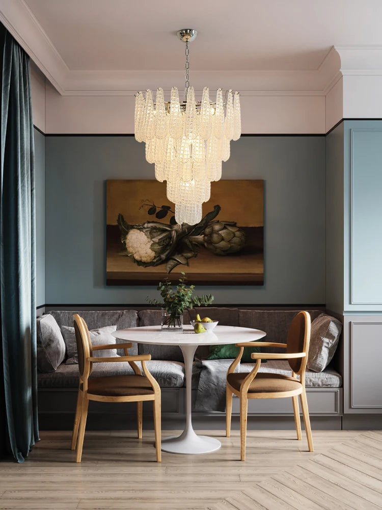 Coloured glass pendant with decorative leaf for chic interiors - vue 6 sur 12