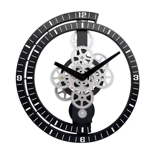 Industrial Gear Rotating Wall Clock, Silent Clock, Modern Design,Home Living Room,European Office Art Wall Decoration Horologe