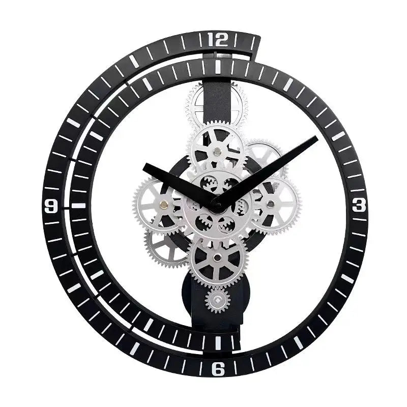 Industrial Gear Rotating Wall Clock, Silent Clock, Modern Design,Home Living Room,European Office Art Wall Decoration Horologe