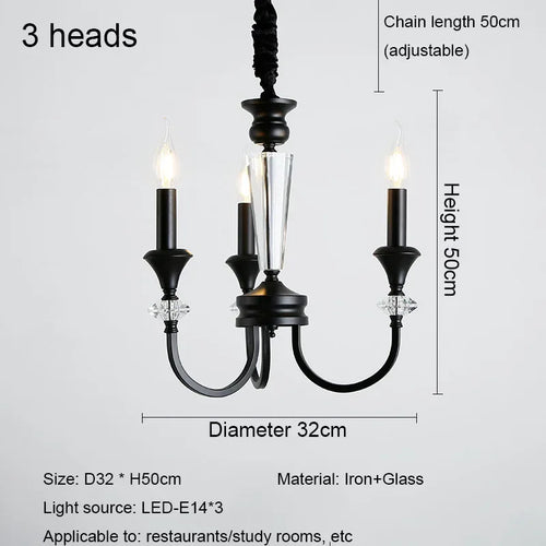 lustre rétro luxe en cristal style américain - vue 10 sur 10