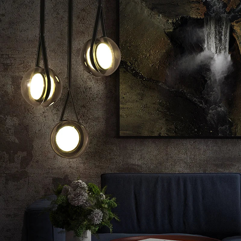 lustre créatif yoyo design nordique en verre pour décoration moderne - vue 4 sur 9