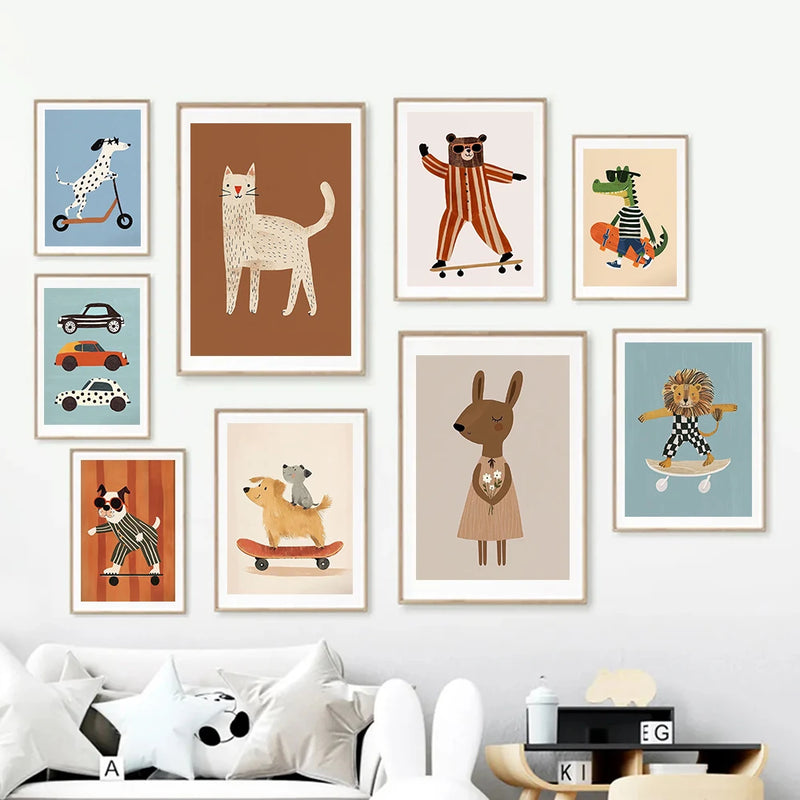 affiches drôles d'animaux pour décoration enfant chambre bébé