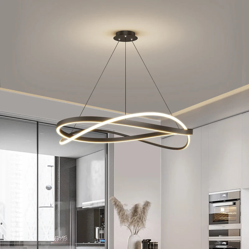 Minimalist Nordic LED chandelier for large art halls - vue 6 sur 14