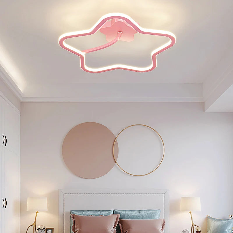 Nordic Modern Personality Led Ceiling Light, Children's Room, Dining Room, Study, Girls Bedroom Pink Decorative Ceiling Light - vue 2 sur 15