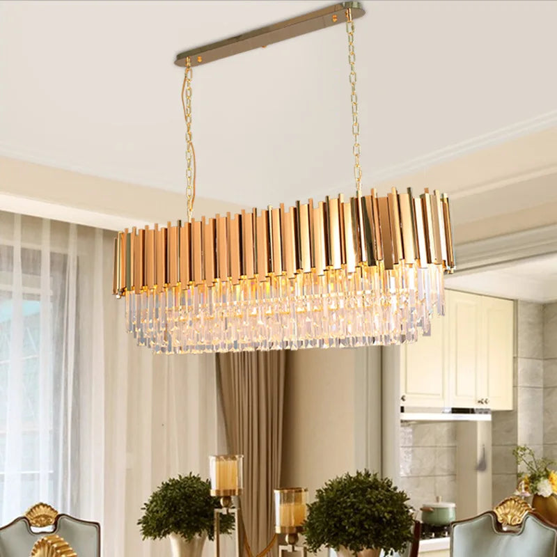 lustre de luxe moderne en cristal k9 à double couches - vue 4 sur 18