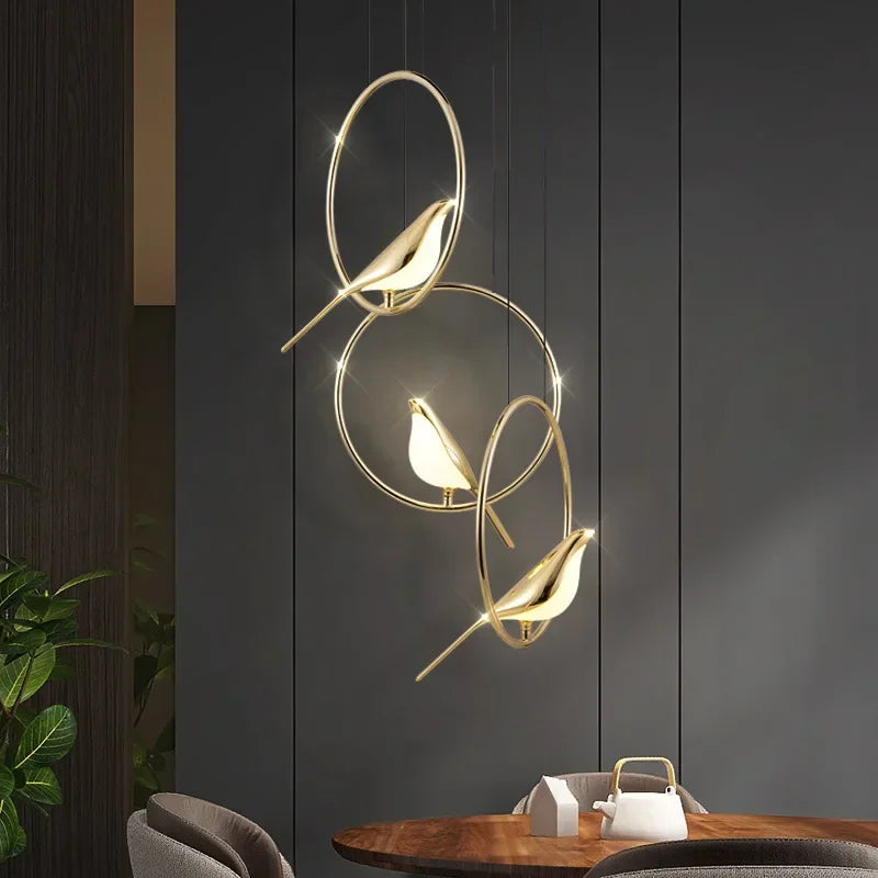 lustre led 	 art oiseau loft originalité décoration - vue 4 sur 18