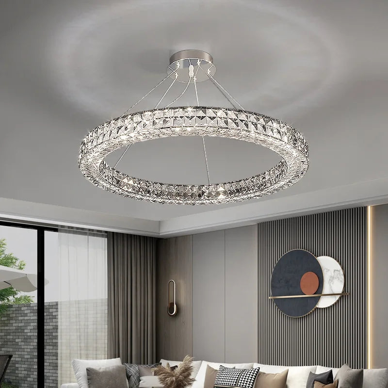 lustre en cristal design simple décoratif de luxe nouvelle collection - vue 4 sur 14