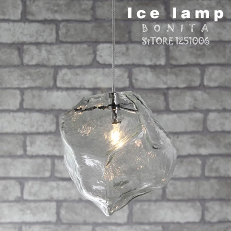 Suspension en cristal de glace Transparent pour restaurants en pierre de verre clair pour salle à manger à cordon led - vue 5 sur 5