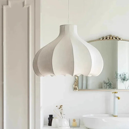 Minimalist nordic silk LED chandelier wabi sabi decorative indoor light - vue 3 sur 10