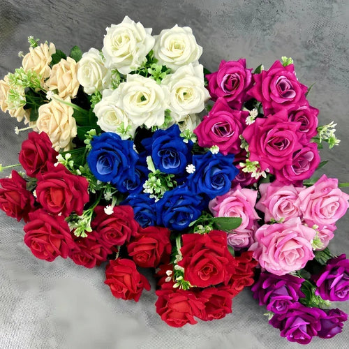 décoration mariage bouquet de roses artificielles en soie 7 têtes