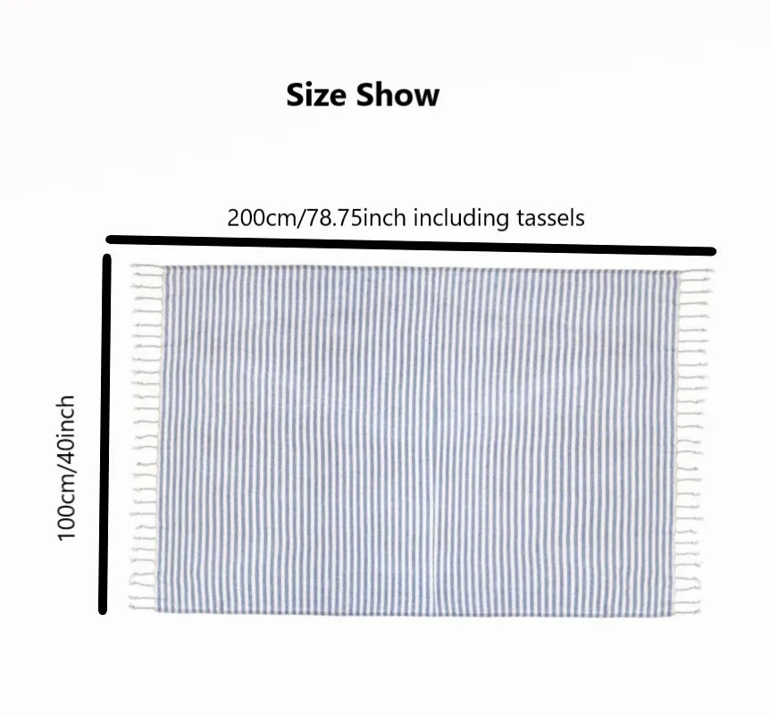serviette de plage turque xl franges rayures absorbante - vue 3 sur 7