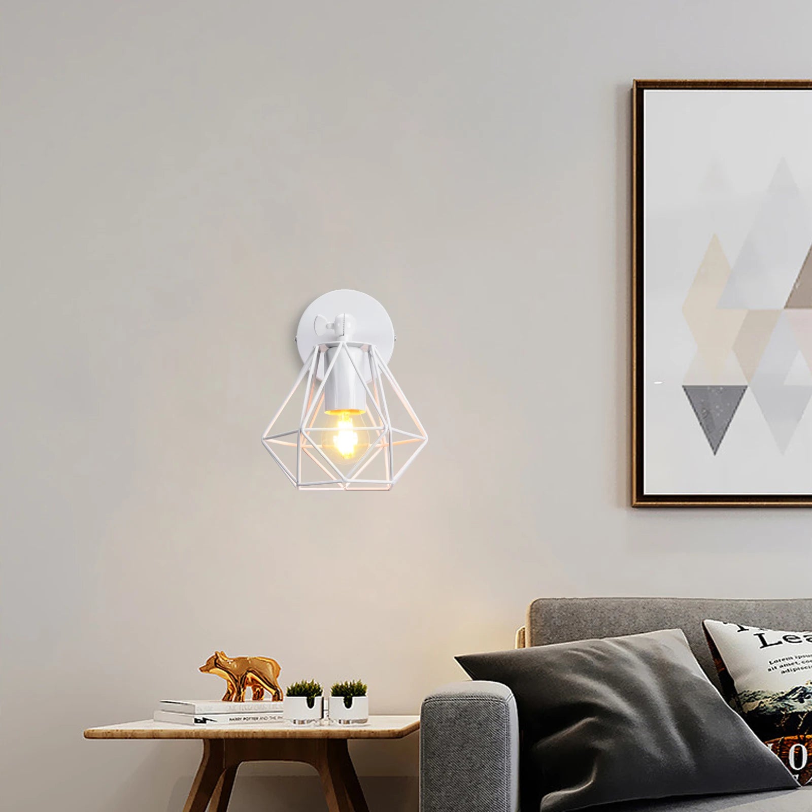 applique murale vintage cage loft industriel led éclairage intérieur - vue 6 sur 10