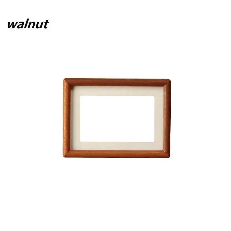 Solid Wood Round Corner Picture Frame, Walnut and Golden Sandalwood, Minimalist Design, Tabletop, Home Decor - vue 16 sur 17