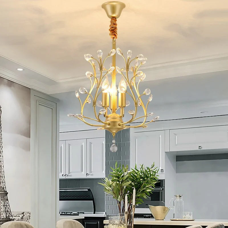 lustre vintage en cristal à quatre branches pour éclairage élégant - vue 4 sur 8