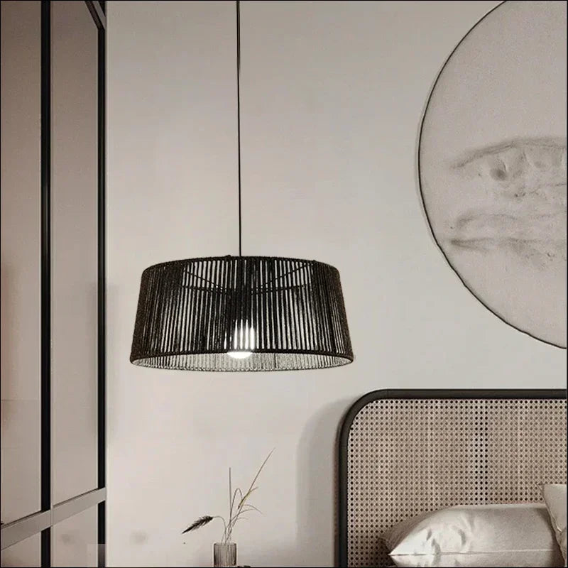 lustre en métal nordique avec corde tissée pour décoration intérieure - vue 4 sur 12