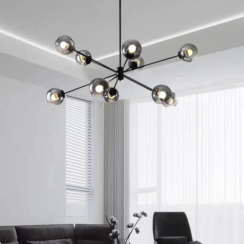 lustre industriel rétro en verre pour décoration intérieure - vue 4 sur 7